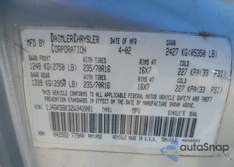 2002 Jeep Liberty Limited Edition from USA, damaged, VIN 1J4GK58K32W342001